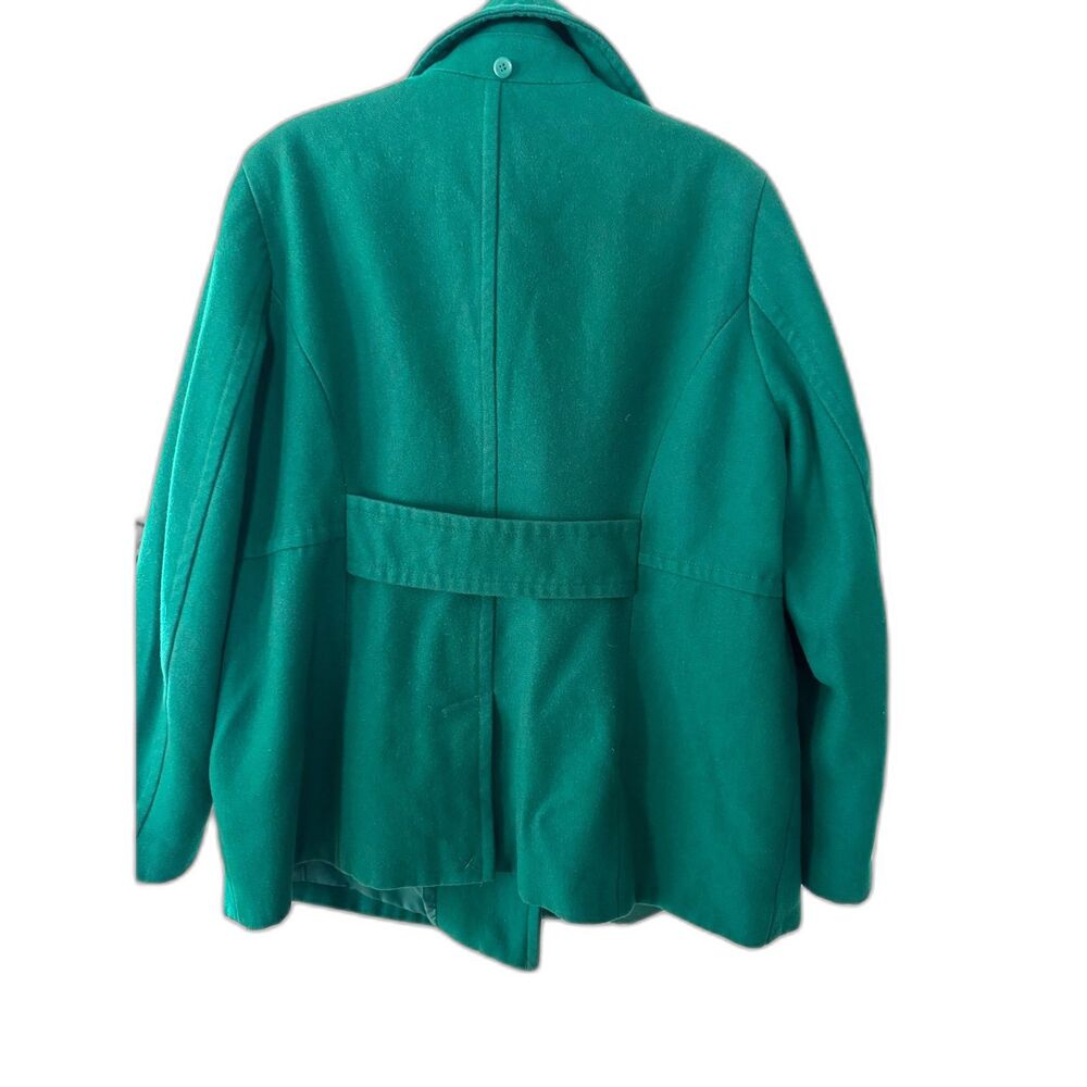 Emerald Green Apostrophe Wool Peacoat, Academic Preppy Plus Size Coat 16-18W - Picture 3 of 12